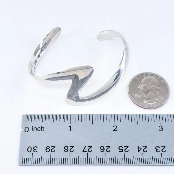 Vintage OuiSi Mexico Taxco TS-01 Sterling Silver 925 Zigzag Cuff Bracelet 6" - Picture 10 of 10